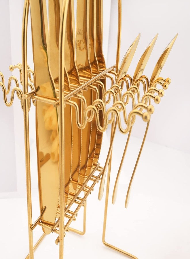 snplowum 1pcs Gold Cutlery Stand, Stainless Steel Silverware Holder Kitchen Hanging Tableware Storage Rack, Holds 24pcs, Lightweight and easy to move - Image 4